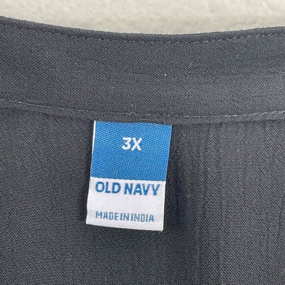 Old Navy Womens Plus 3X Black Peasant Blouse Button Up Square Neck Shirt Top - Picture 4 of 9